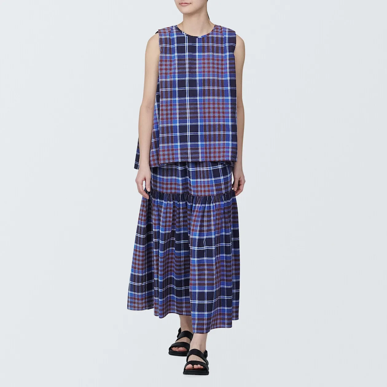 Madras Check Flare Skirt