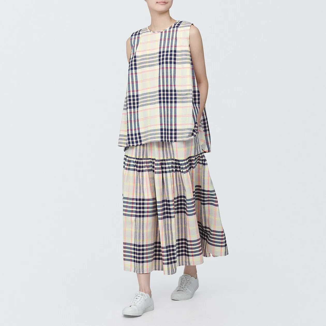 Madras Check Flare Skirt