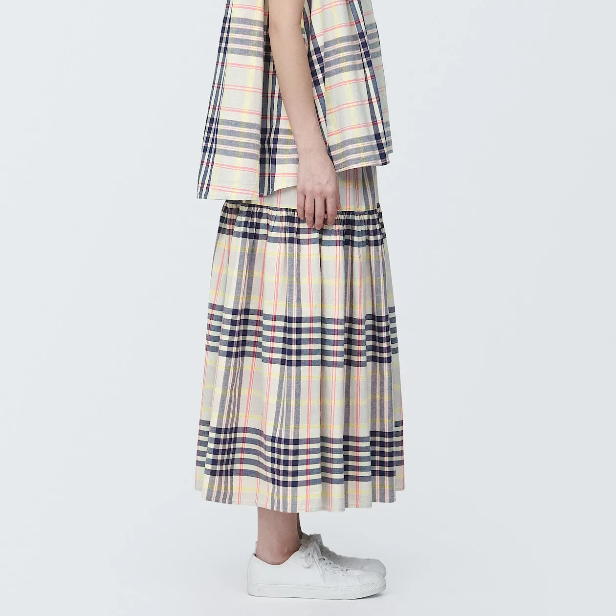 Madras Check Flare Skirt