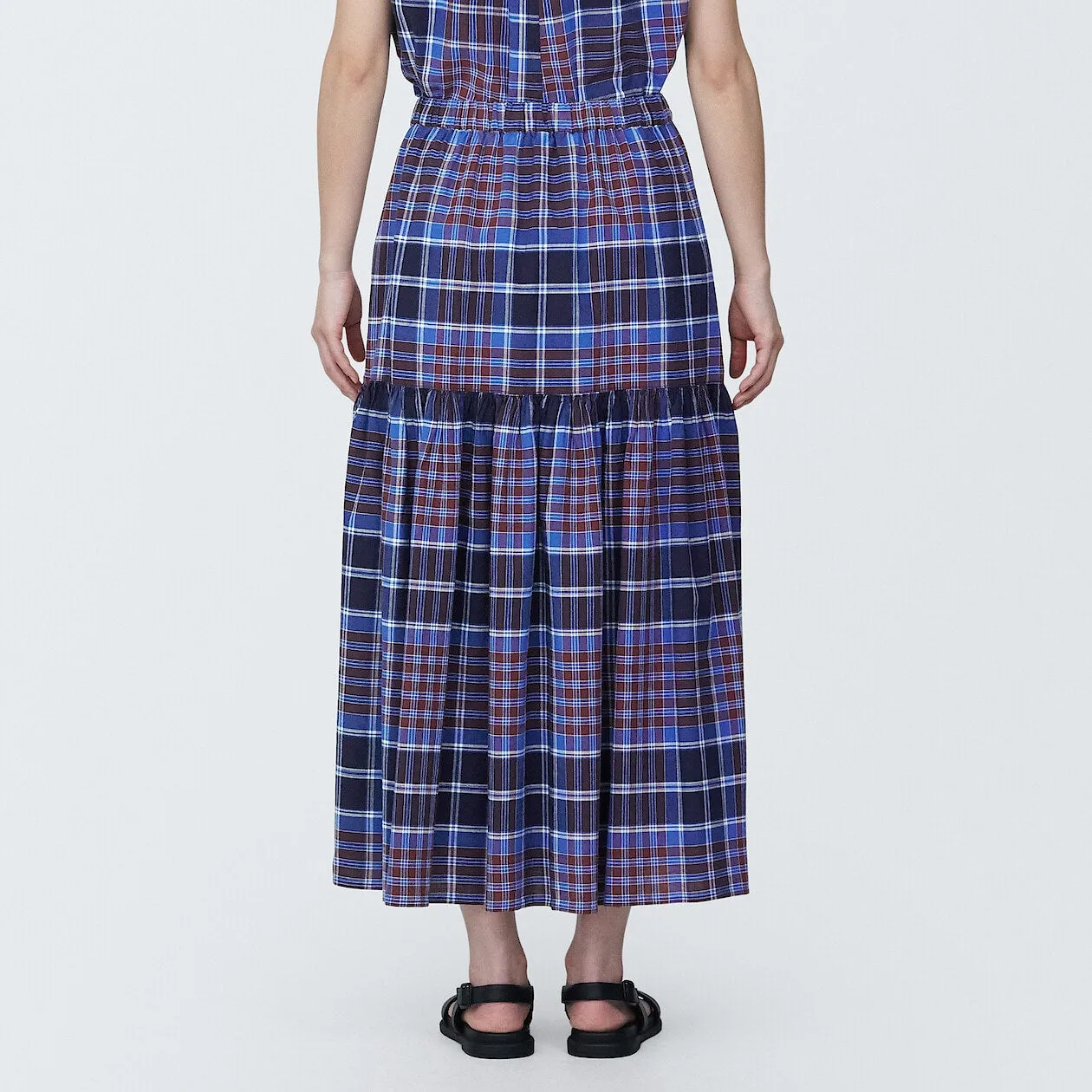 Madras Check Flare Skirt