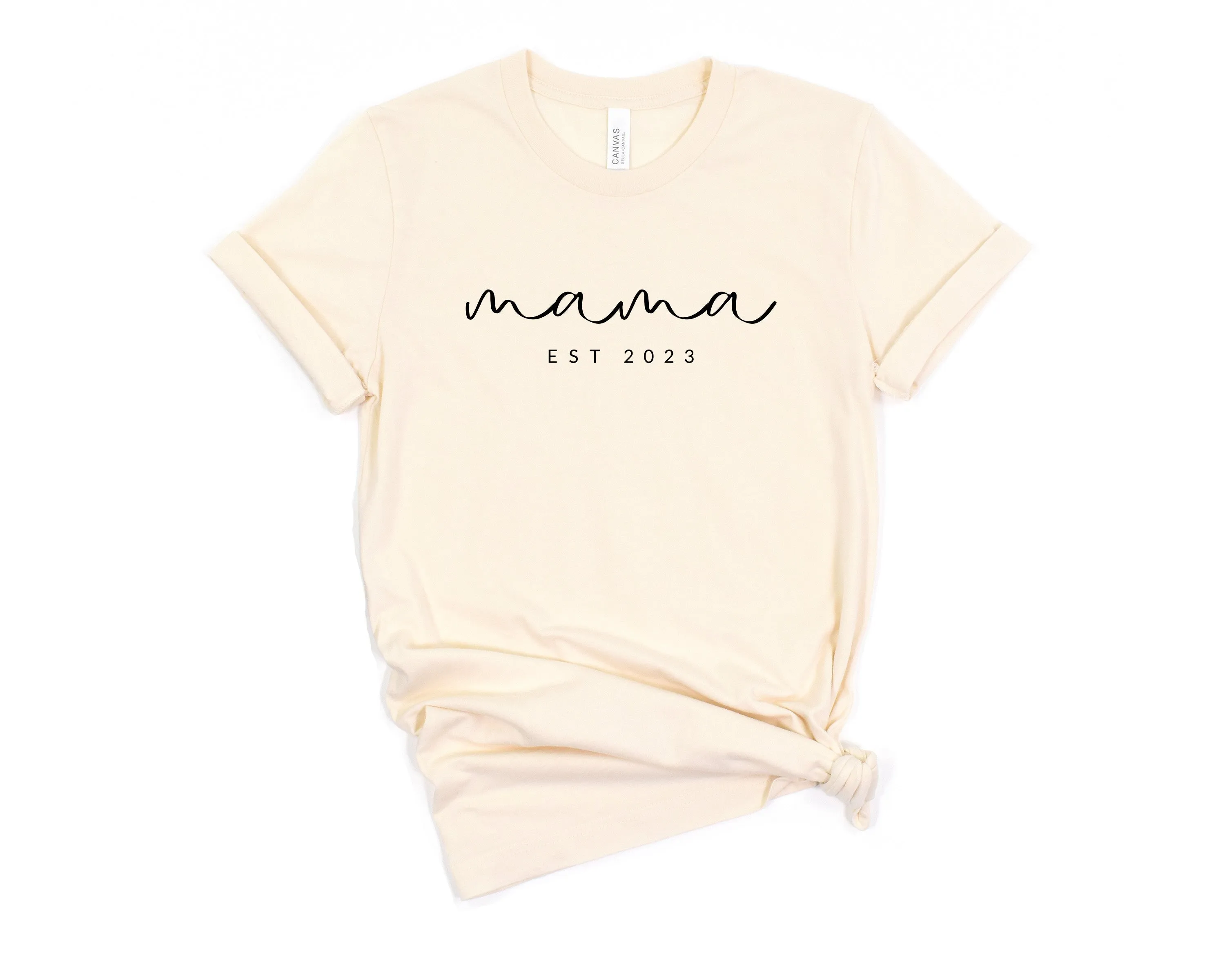 Mama Est year Personalization Classic Soft Short Sleeve Shirt (Cursive)