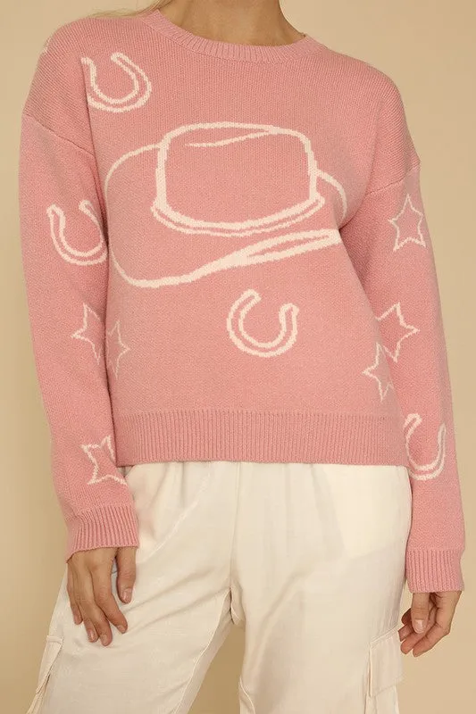 MISS SPARKLING Light Cowgirl Pullover Sweater