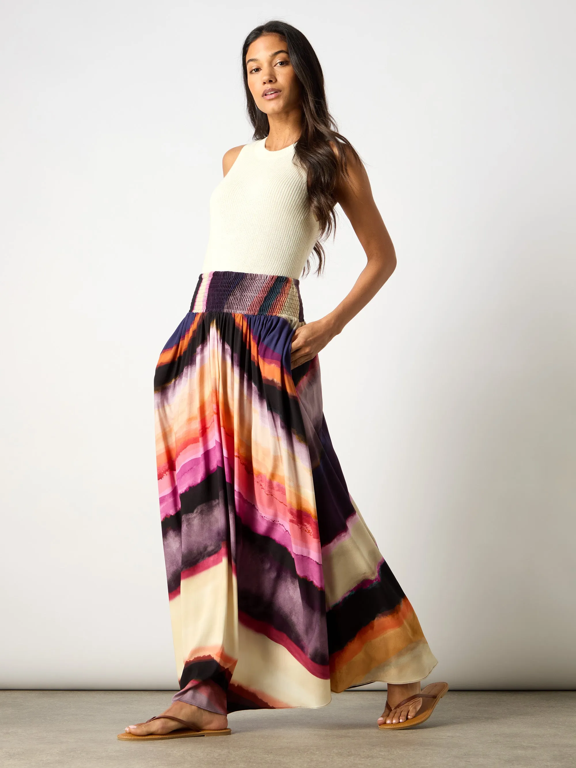 Multi Chevron Stripe Print Skirt