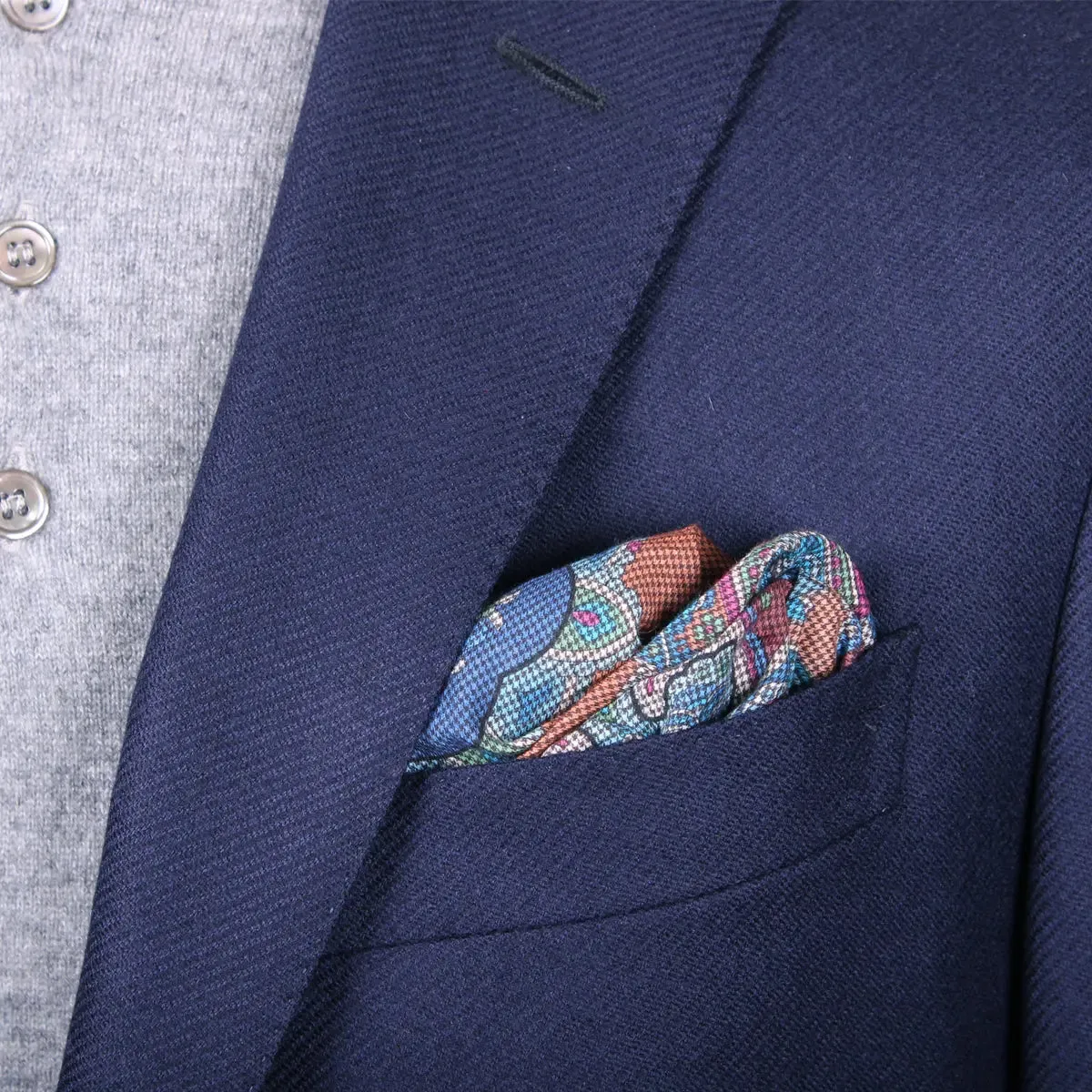 Navy-Blue Twill REDA Wool Blazer Jacket