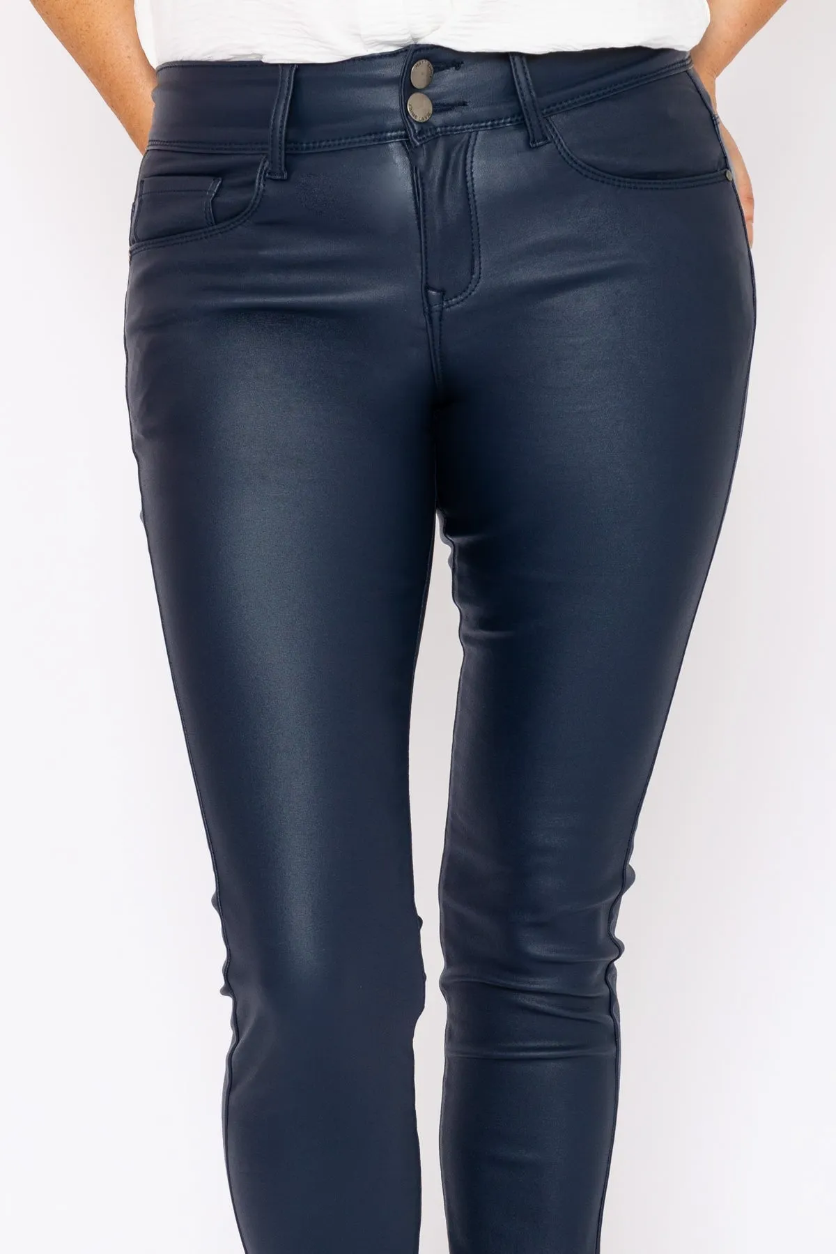 Navy PU Jeans