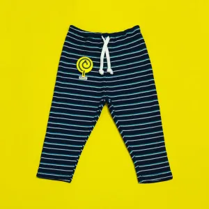 Navy Striped Waffle-knit Pajamas