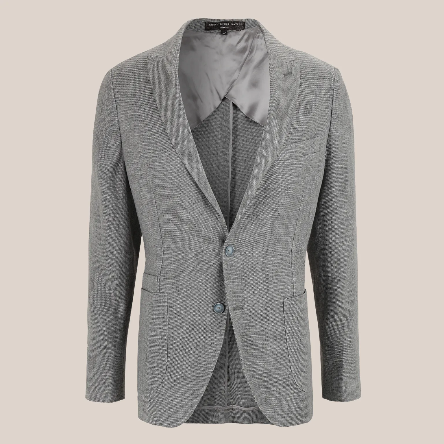 Patch Pocket Peak Lapel Linen Blazer - Grey