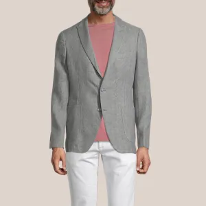 Patch Pocket Peak Lapel Linen Blazer - Grey