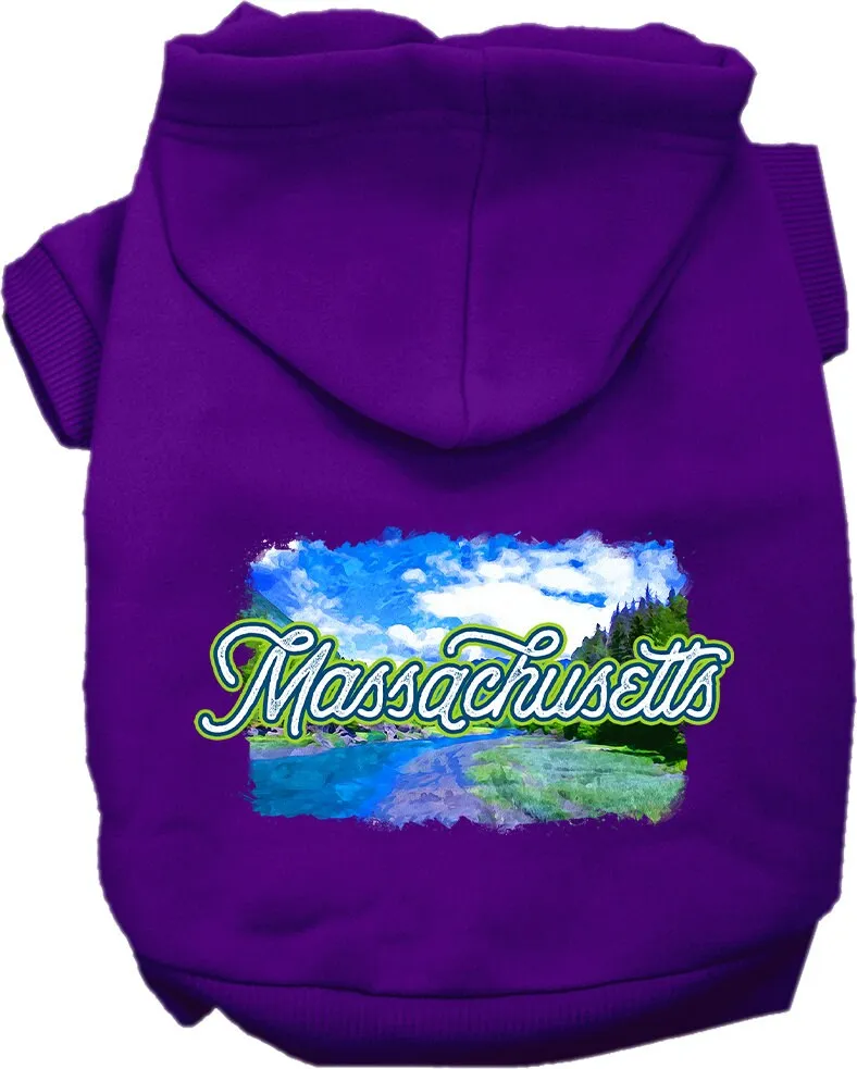 Pet Dog & Cat Screen Printed Hoodie for Medium to Large Pets (Sizes 2XL-6XL), "Massachusetts Summer"