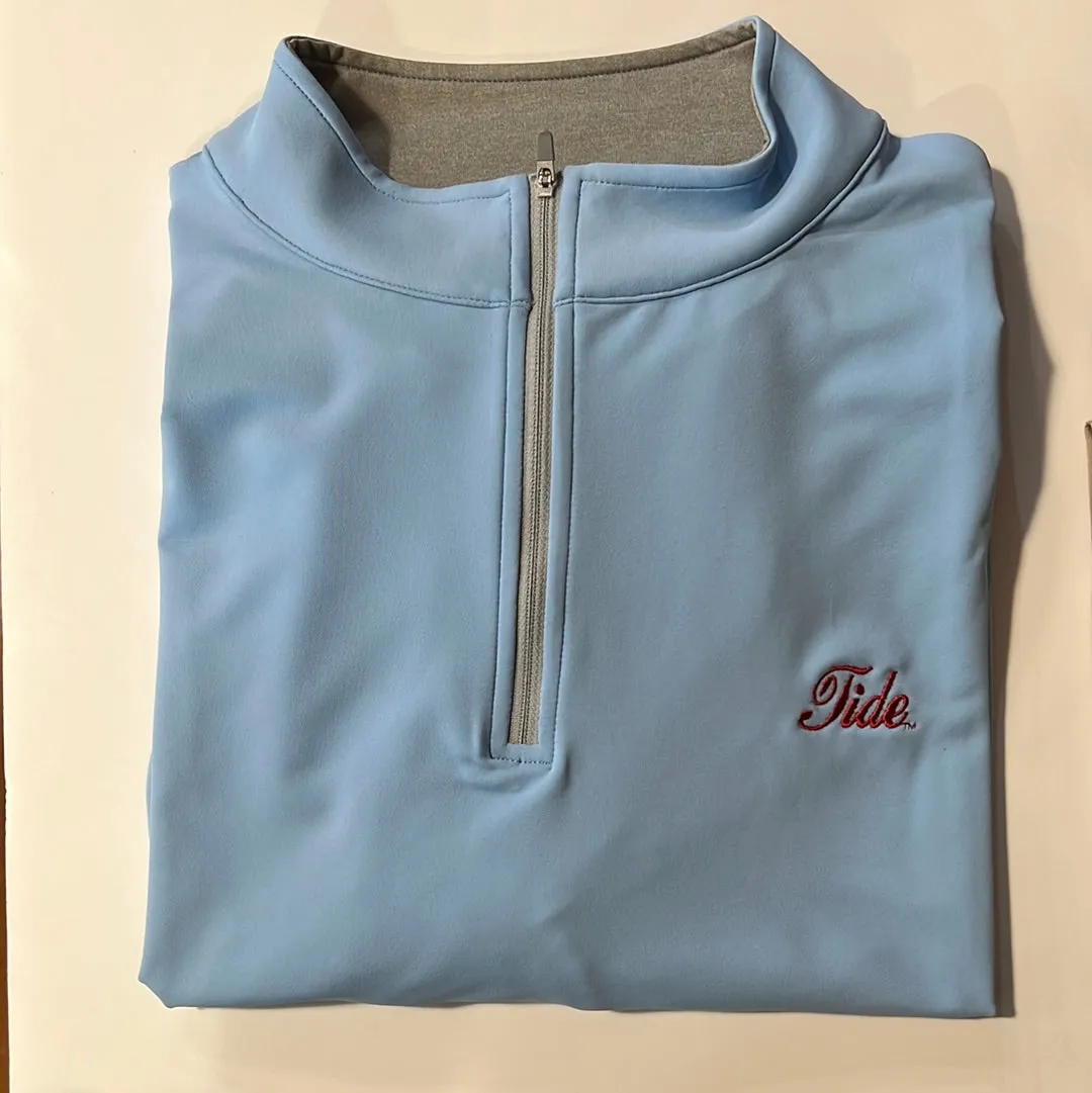 Peter Millar Cottage Blue Solid Perth Quarter Zip (Tide Script)