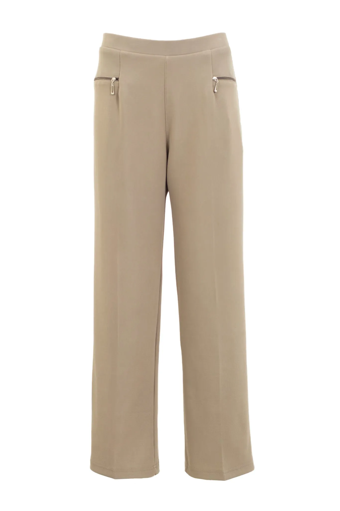 Plain Pants with Zipper Pocket - Khaki