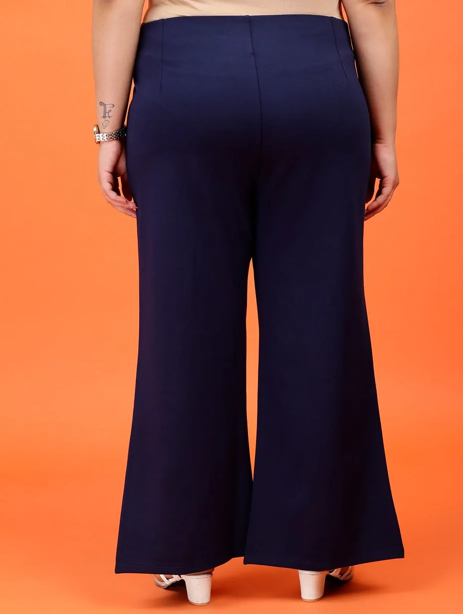 Plus Size Women Navy Blue Boot Cut Trouser