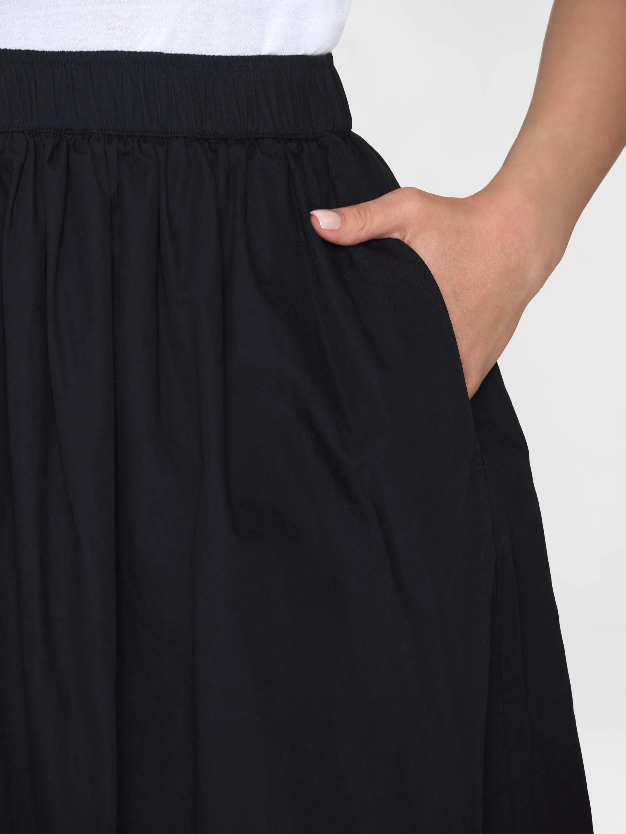 Poplin elastic waist skirt - Black Jet