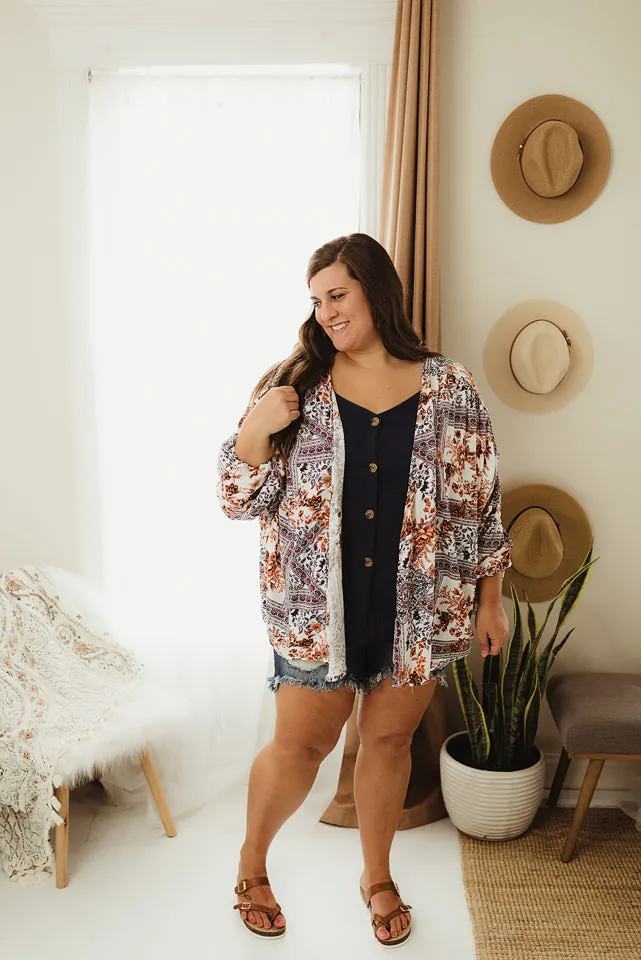 Printed Ruched Cardi