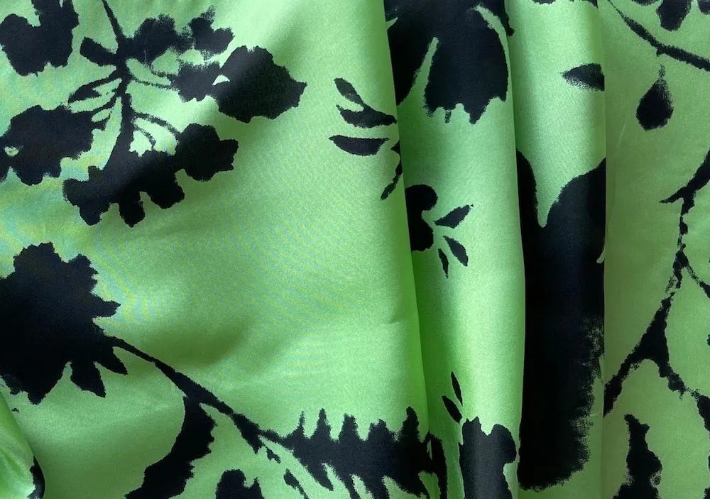 Rati Light-Weight Spring Green Floral Silk (Made in Italy)