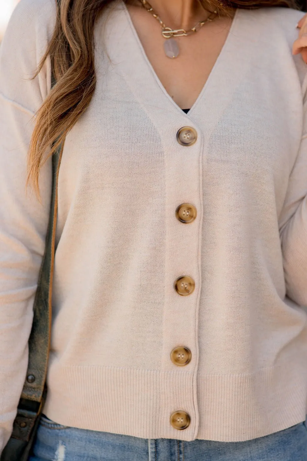 Raw Edge Button Cardigan