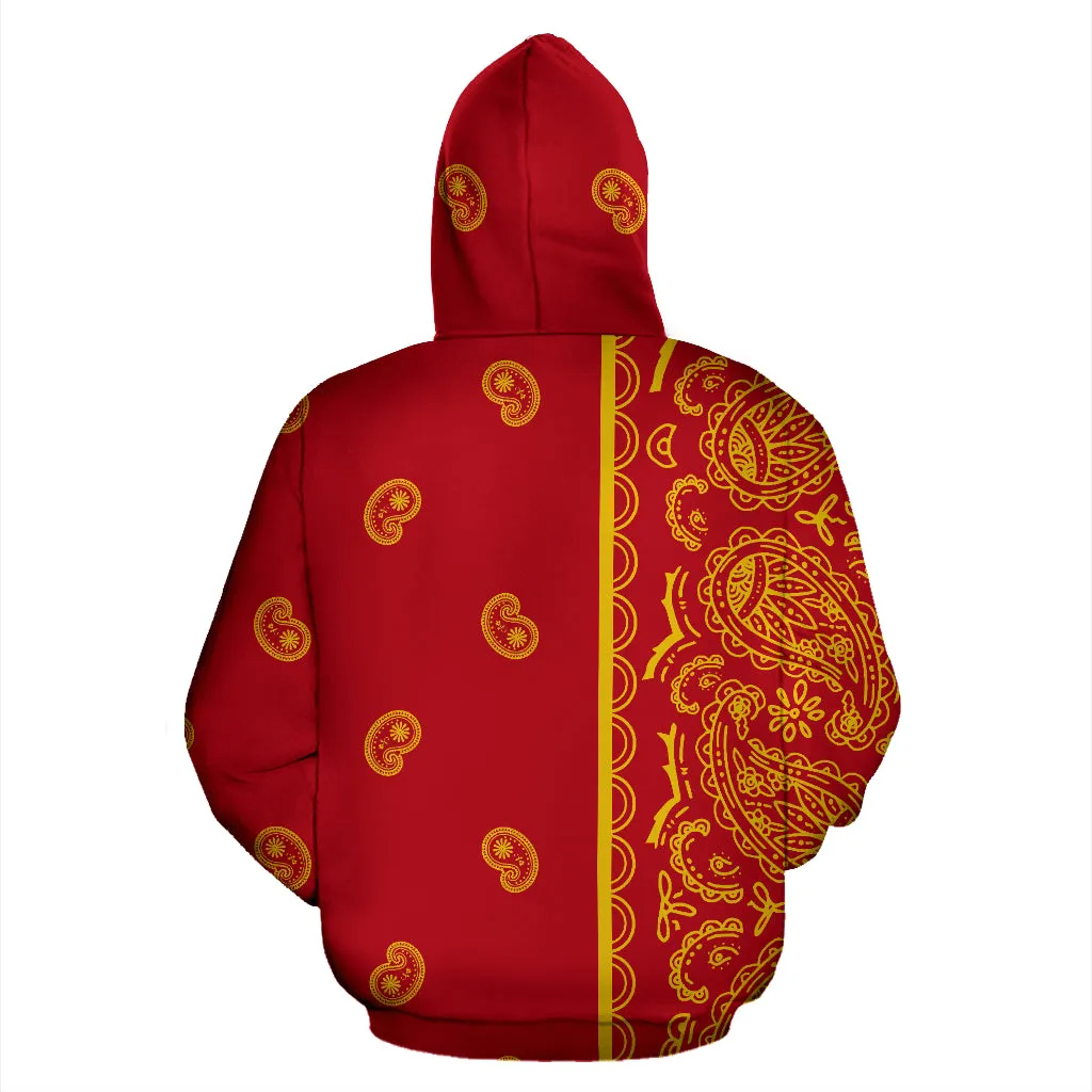 Red and Gold Bandana Pullover Hoodie