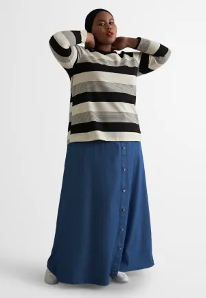 Ritika Round Neck Random Stripes Knit Top