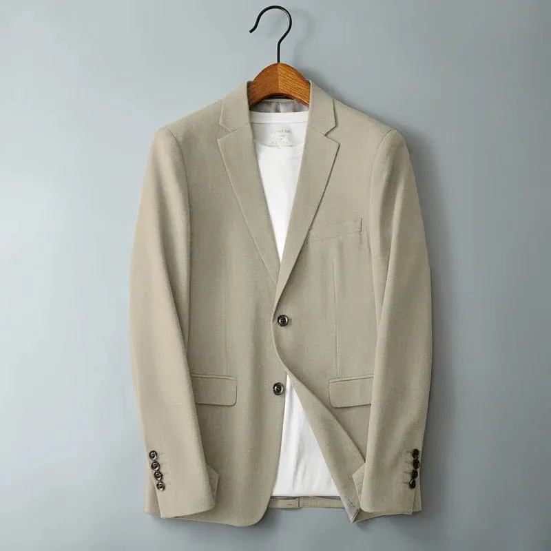 Slim-fit Gentleman's British Style Linen Blazer Suit Jacket for High-end Business Casual Fashion