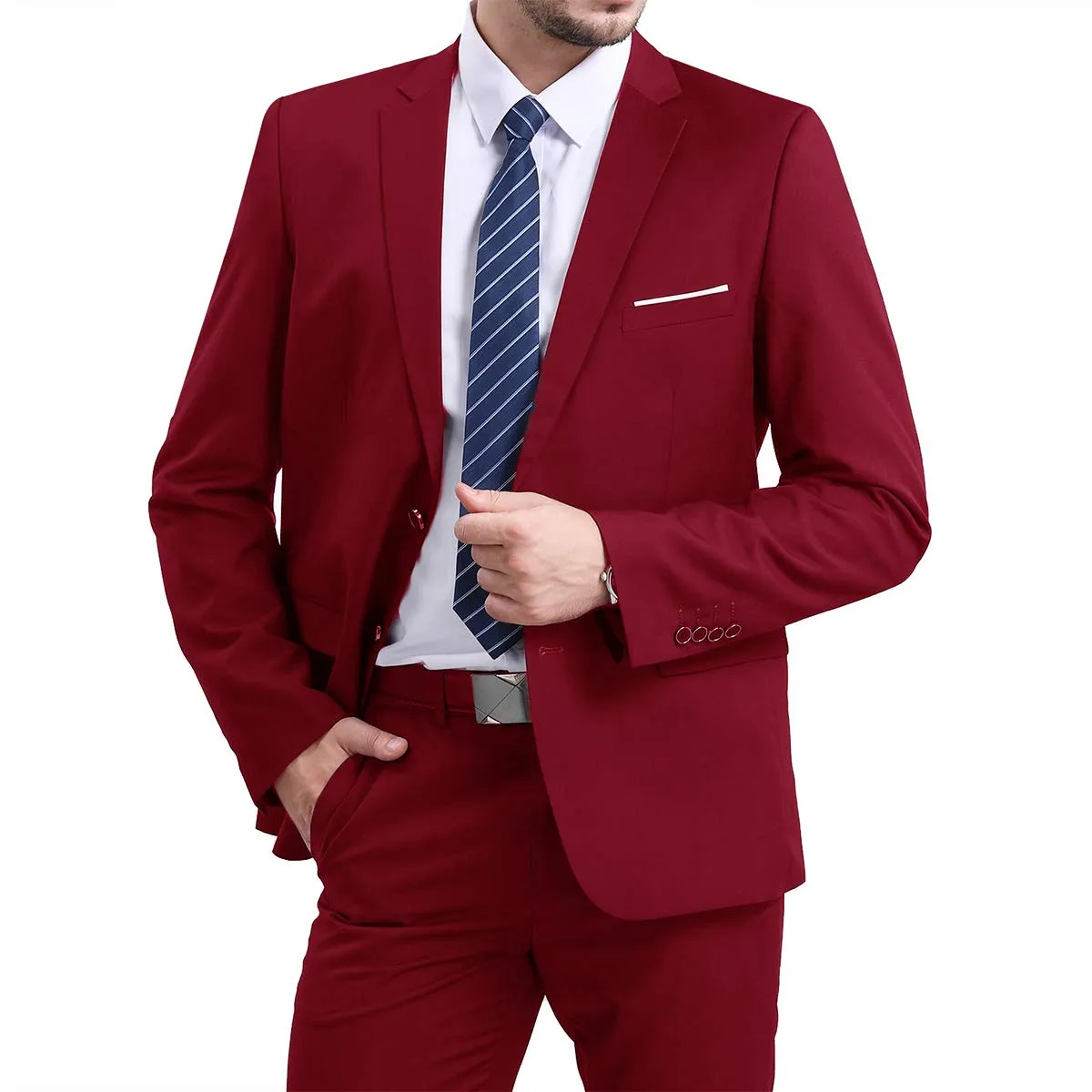 Slim Fit Two-Button Notched Lapel Casual Suit Jacket Blazer