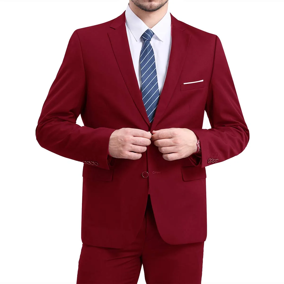 Slim Fit Two-Button Notched Lapel Casual Suit Jacket Blazer