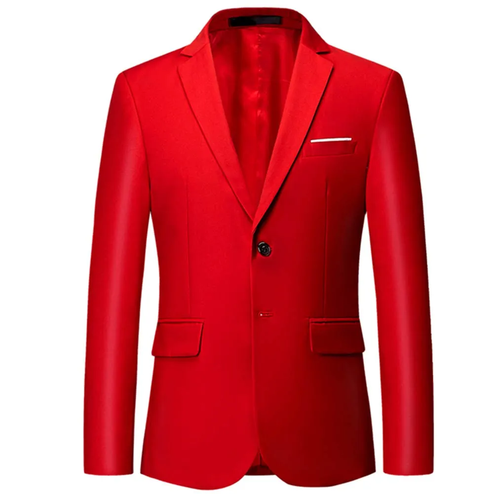 Slim Fit Two-Button Notched Lapel Casual Suit Jacket Blazer