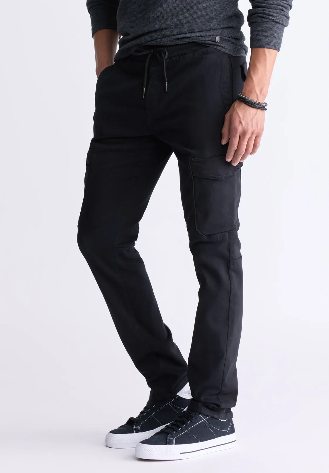 Slim Tapered Jim Men's Freedom Flex Drawstring Pants, Black - BM26010