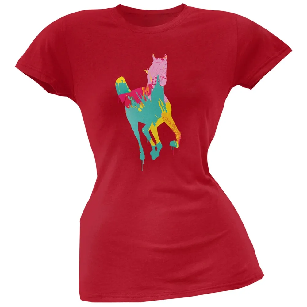 Splatter Horse Red Soft Juniors T-Shirt