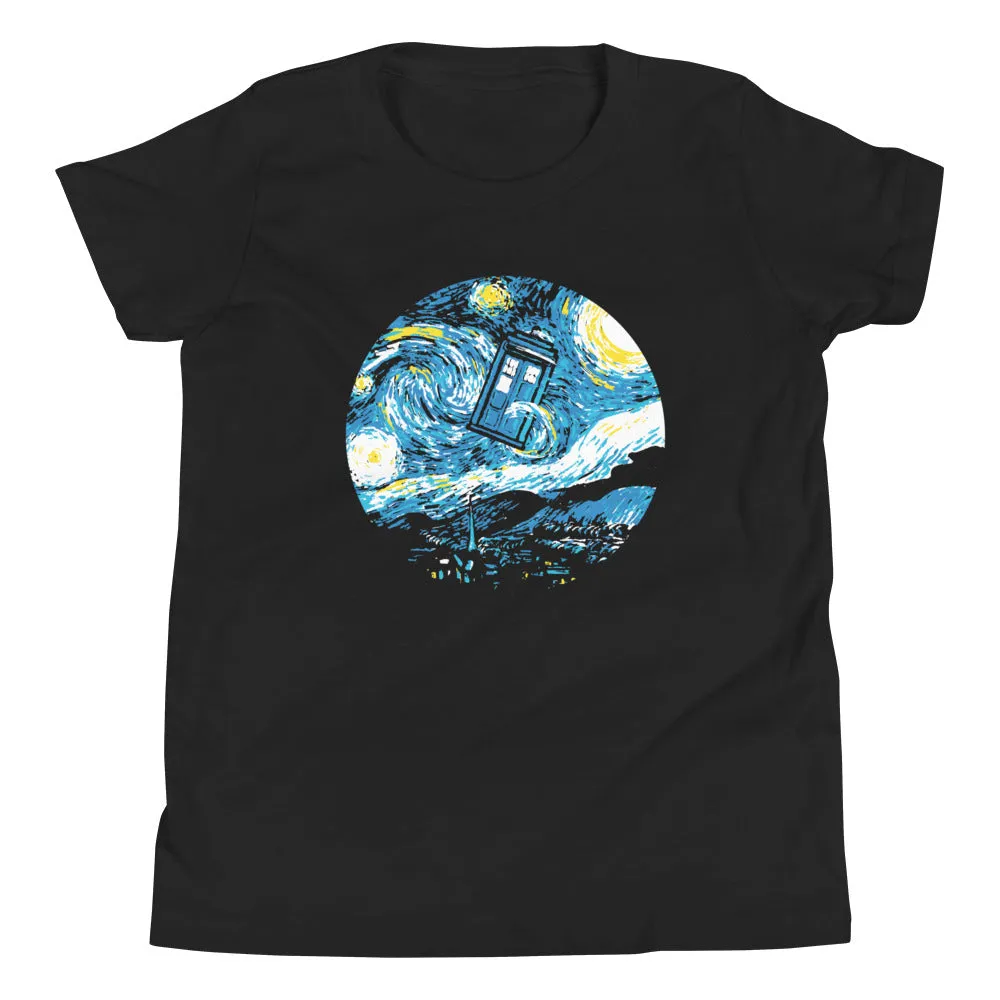 Starry Night Police Box Kid's Youth Tee