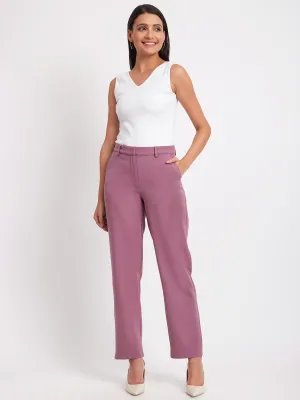 Straight Fit Trousers - Mauve