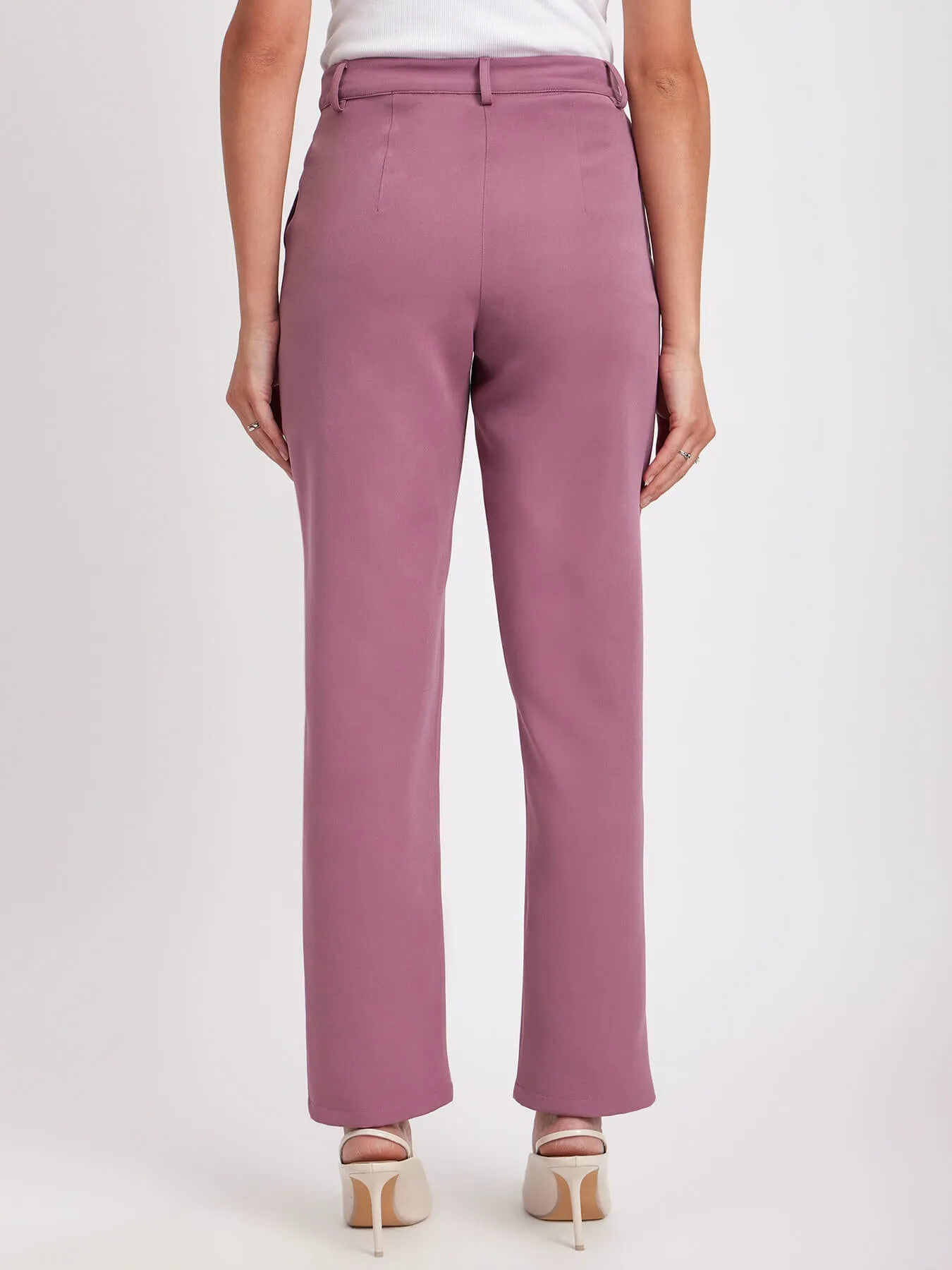 Straight Fit Trousers - Mauve