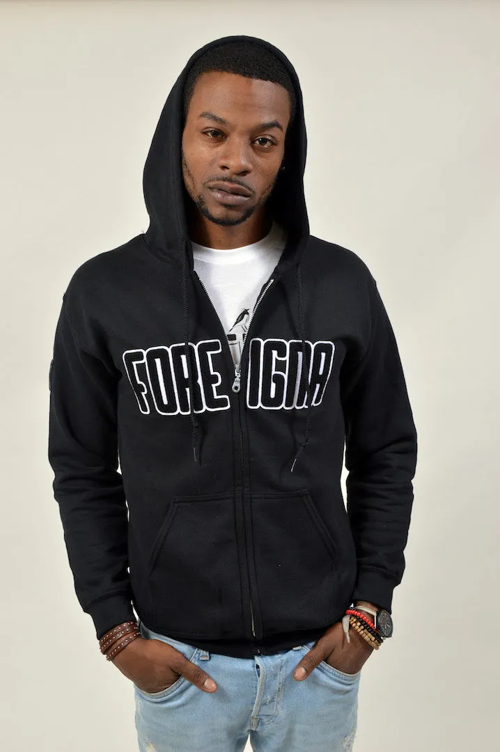 Streetwear Zipper Graphic Hoodies - Black