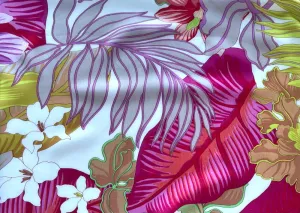 Tropical Hawaiian Orchids & Foliage Rayon Challis (Made in Italy)