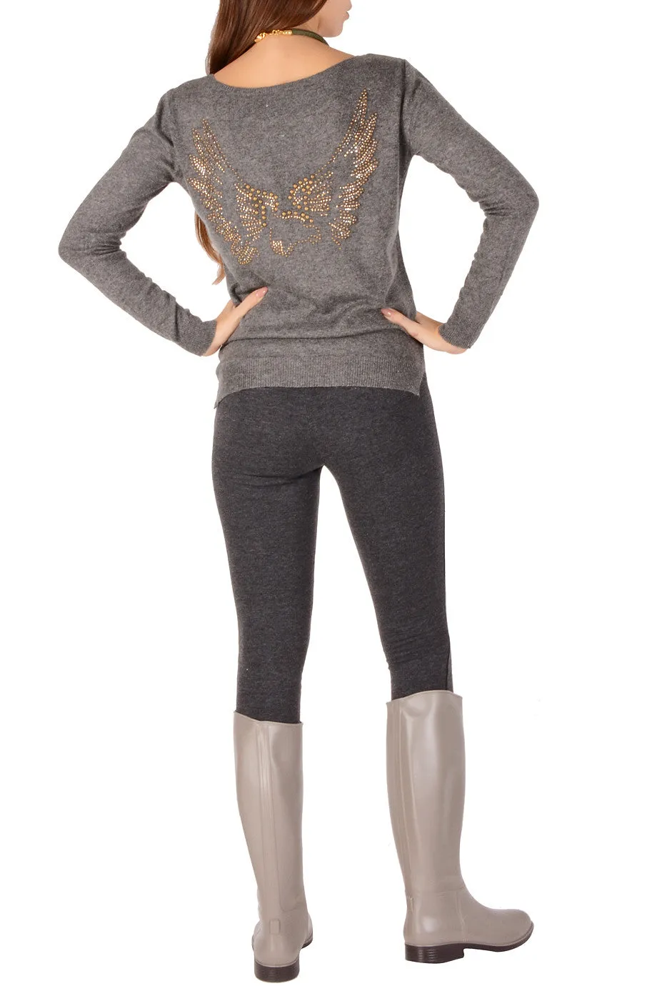 WEST DESERT Grey Studded Sweater