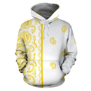 White and Gold Bandana Pullover Hoodie