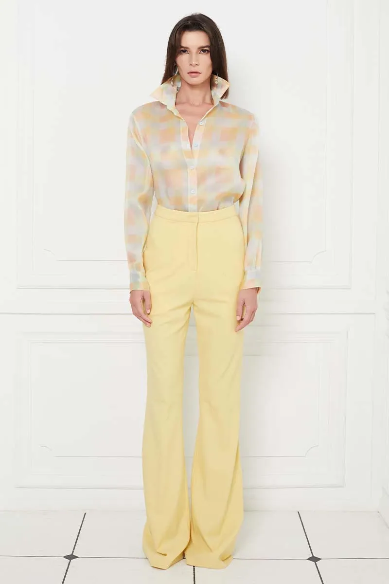 Wide Leg High Waisted Trousers in Yellow